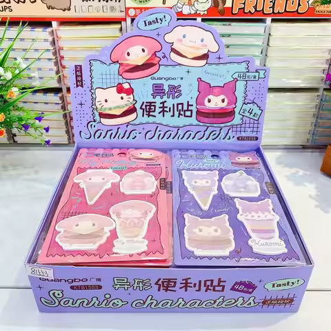 48pcs Genuine Sanrio Special-Shaped Sticky Note Cartoon Hello Kitty Kuromi Cinnamoroll Character Mem