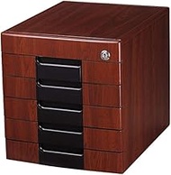 VUCICA Wooden File Cabinet/Desktop Storage Cabinet/File Cabinet/Data Cabinet, 5/4/3 Tier With Lock Quality Wood Desk Organizer. (Size : 5 drawers)