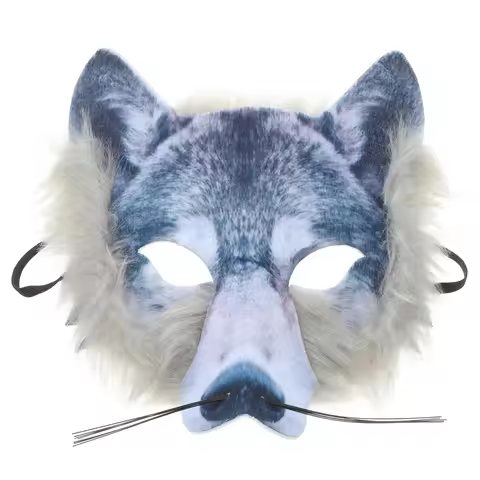 1pc Wolf Mask Halloween Half Face Lifelike Wolf Mask Party Playing Props Animal Party Mask Unisex Pa