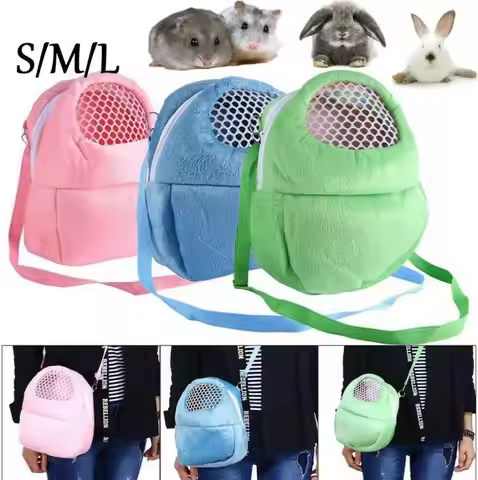 Hamster Travel Carrier Bag Chinchilla Guinea Pig Bunny Breathable Carrier Cage Warm Soft Travel Walk