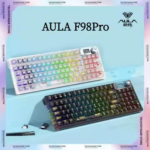 AULA F98 Pro Mechanical Keyboards Transparent Keycaps RGB Hot-swap Wireless Tri-mode Custom Game Key
