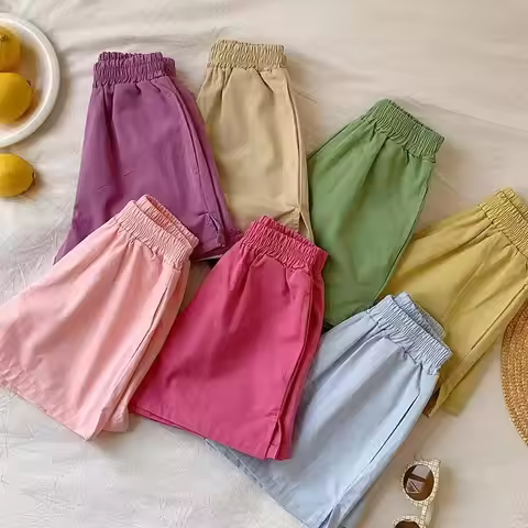 2026 New Shorts for Girls Boys Summer Kids Children Shorts Blank Solid Baby Casual Young Girl’s Clot