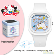 Sanrio Hello Kitty นาฬิกาฮัลโหลคิตตี้ของแท้สำหรับเด็ก100% นาฬิกากันน้ำนาฬิกาควอตซ์สร้อยข้อมือแฟชั่นเมโลดี้นาฬิกาข้อมือน่ารักฟังก์ชันส่องสว่างชัดเจนสายรัดซิลิโคนอ่อน Cinnamoroll ของขวัญวันเกิด887