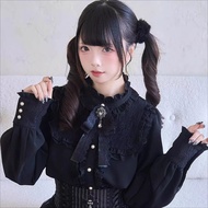 ญี่ปุ่นหวาน Lolita คอ Ruffled เสื้อ Y2k Aesthetic Lace Patchwork Grunge เสื้อผู้หญิง JK หลวมพัฟแขนเส