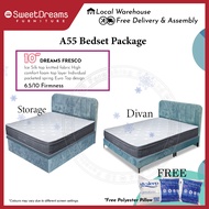 A55 Divan / Storage Bed Frame | 10" Dreams Fresco Cooling Pocketed Spring Mattress + Frame | Bed Room Furniture