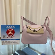 持有正貨標籤🏷️HERMES Mini Lindy 夢幻紫內併金棕色/銀扣/Swift皮/B