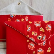 【ENT/萬用紅包袋】達摩不倒翁 紅 和風花帶腰帶 內裡法國金蔥布