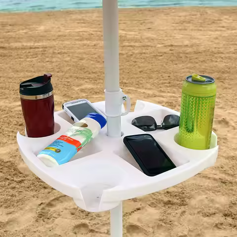 CYBeach Umbrella Umbrella Tray, with 4 Cup Holders and 4 Snack Grids, Suitable for Beaches, Terraces