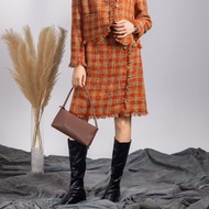 【MEDUSA】橘光毛呢流蘇A字短裙(M-XL) | 女短裙 毛呢短裙