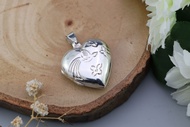 Silver thai Jewelry Heart-shaped 925 sterling silver locket pendant./จี้ล็อกเก็ตเงินแท้925รูปหัวใจนก