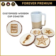(FOREVER PREMIUM) Personalized Wooden Cup Coaster Customised Engraved Name Coaster Teacher’s Childre