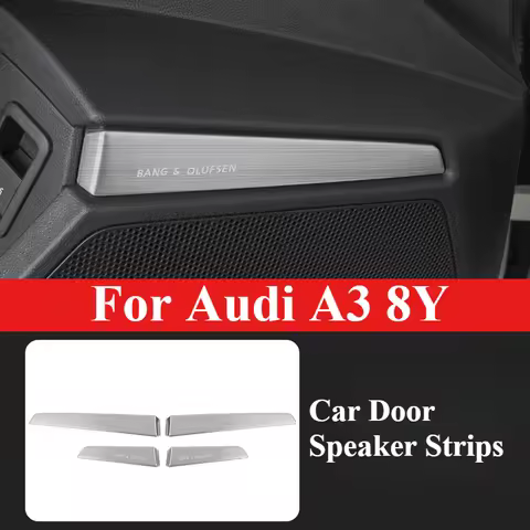 4PCS Car Door Speaker Horn Audio Stainless Steel Trim Strips for Audi A3 8Y Interior Decorate Suppli