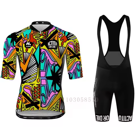 Actitu or die Summer Cycle Jersey Set Short Sleeve Bicycle Shirt Bib Shorts Breathable MTB Bike Ridi