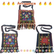 ARROGANCED Women Shoulder Bag, Fashion Vintage Message Bag, Embroidery Tapestry Thai Indian Boho Hmo