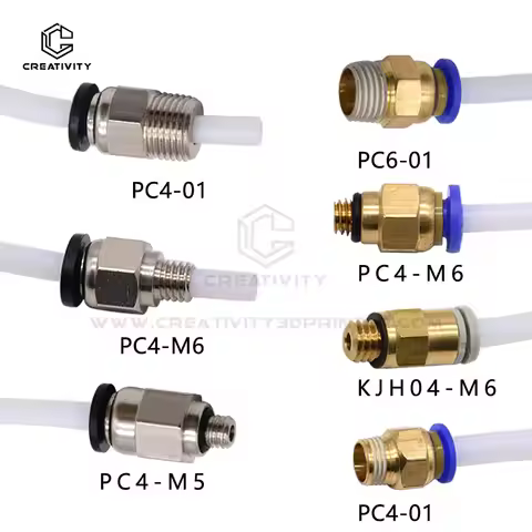 Creativity 3D PC4-M6 PC4-M5 PC4-01 PC6-01 Pneumatic Straight Connector Part Bore 4mm PTFE Tube Filam