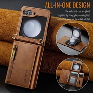 Luxury Wallet Stand Leather Case For Samsung Galaxy Z Flip 6 ZFlip 5 4 3 5G Magnetic Zipper Card Bag