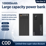 100% Origina 100000mAh Powerbank Fast Charging With 4 Cables Portable Charger Power Bank 100000mAh