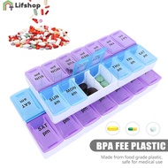 14 Grids Weekly Pill Case Medicine Tablet Dispenser/ Storage Tablets Vitamins Medicine Fish Oils/ 7 Days 14 Grids Pills Container / Weekly Portable Travel Pill Cases Box