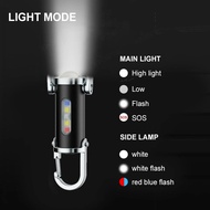 Rechargeable Mini Flashlight Keychain with Built-in Battery and Hook Lampu Suluh Mini Boleh Cas deng