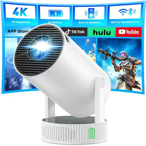 Salange HY300 Pro Max 8K Smart Projector Built-in Battery 1280*720P Android14 8000 Lumens WiFi6 BT5.