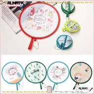 ALMA Pocket Fan, Mini Gift Cartoon Small Fan, PET Foldable Pocket Cloth Fan