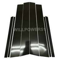 8 Pieces Real Carbon Fiber Center Column Glossy B Panel Stickers Window Decoration Strip Patch TOYOT