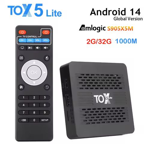 NEW Original TOX5 Lite Android 14 Smart TV Box Amlogic S905X5M 2.4G&5.8G Dual Wifi 1000M LAN Media P
