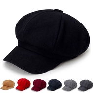 Beret cap woman Painter's beret Korean Soft and comfortable octagonal hat black fashion hat Vintage 