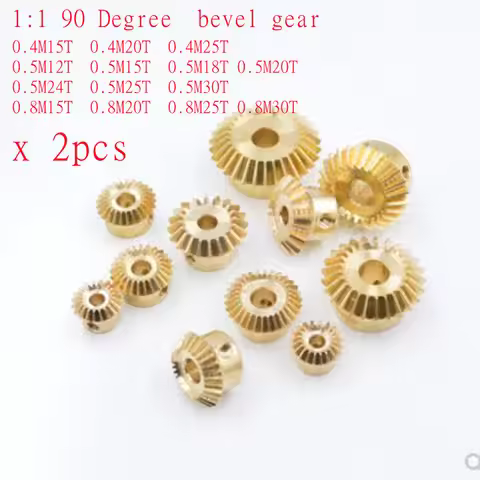 2pcs 1:1 Brass Bevel Gear 0.4M 0.5M 0.8M 1M 12 15 18 20 24 25 30 Teeth 90 Degrees Meshing Angle Gear