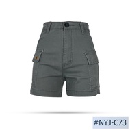 Niyom jeans รุ่น NYJ-C73 กางเกงขาสั้นคาโก้ผู้หญิง สีเทา ผ้าไม่ยืด