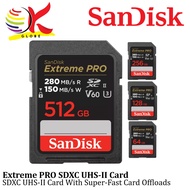 SANDISK EXTREME PRO SDXC UHS-II SD CARD 64GB / 128GB / 256GB / 512GB WITH UP TO 280MB/S , SUPER RELI