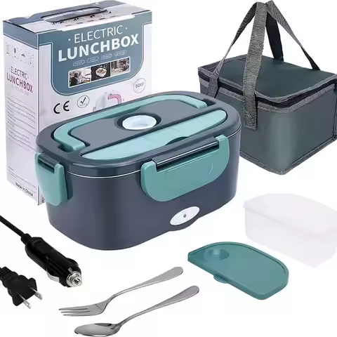 Household Car Large-capacity Dual-purpose Electric Heating and Insulation Lunch Box Portable Stainle