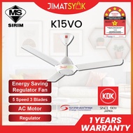 KDK Ceiling Fan KDK K15VO 60inch 3 Blades 5 Speed Energy Saving White Regulator Ceiling Fan Kipas Siling