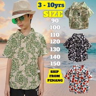 (5yrs - 14yrs)Baju Hawaii Budak Beach T-shirt Hawaii Style Shirts Short Sleeves Kids
