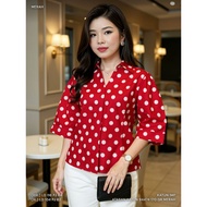 Top Wanita lgn 3p4 polka collar 94474