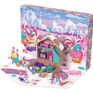 Polly Pocket Doll Advent Calendar, DIY Gingerbread House Playset with 24+ Surprises