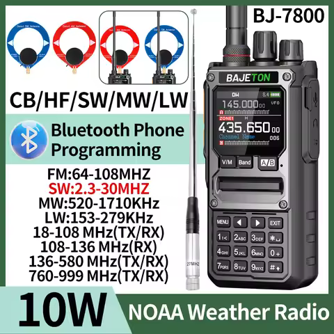 BAJETON BJ-7800 Walkie Talkie Long Range SW MW LW AM SSB CB 10W Receive Wireless Bluetooth Phone Pro