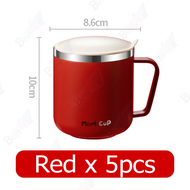 BEST4U 400ML Thermal Cup with Cover Handgrip Coffee Tea Mug Stainless Steel Inner Drinking Cup Drink