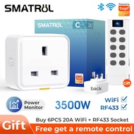 SMATRUL 16/20A RF433+wifi smart plug Tuya WiFi Socket Adaptor  Outlet Smart Life APP Voice Timer Goo