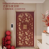 Wedding Red Frosted One Ladder One Household Sticker Elevator Door Sticker Elevator Film Wall Sticke