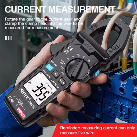 MESTEK Digital Clamp Meter 600A AC Current 600V AC/DC Voltage Capacitance Measurement Data Hold Back