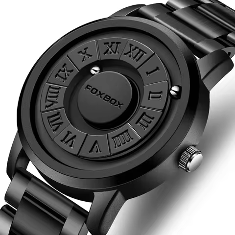 FOXBOX Watch Personalized Fashion Floating Magnetic Pointer Free Ball Bearing Creative Simple Waterp