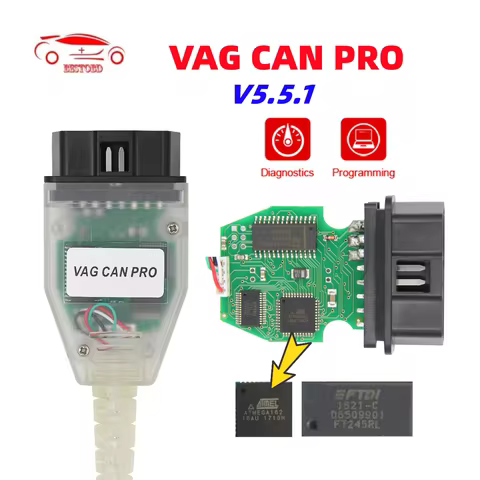 VAG CAN PRO VCP 5.5.1 FTDI FT245RL OBD 2 OBD2 Auto Diagnostic Tool COM Interface VCDS ATMEGA162 Bus 