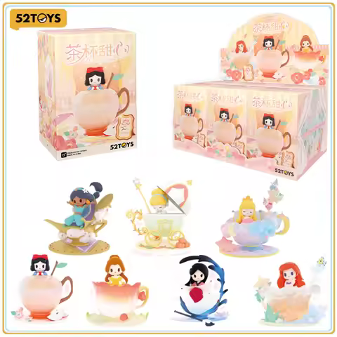 52toy in Stock Original Disney Princess D-baby Series Tea Cup Sweetheart Blind Box Desktop Decoratio