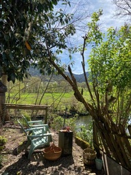 Côté Rive, au bord de la rivière La Moselotte et terrasse (Cote Rive, au bord de la riviere La Moselotte et terrasse)