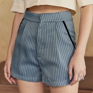 BLUU BKK - Gemini Striped Shorts - กางเกงขาสั้นแต่งขอบกำมะหยี