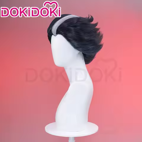 LQIN STOCK Stolas Goetia Wig Anime Cosplay Wig DokiDoki Men 28cm Short Hair Stolas Goetia Cosplay Hi