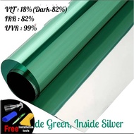 KOREA 2ply 2mil Outside Green Inside Silver (VLT 18%) Dark 82%, Window Tinted Film