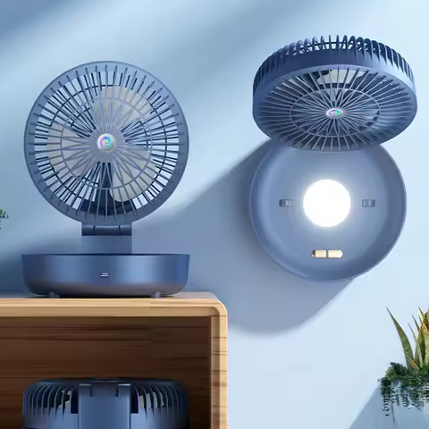 Desktop Folding Fan Portable Storage USB Charging Small Fan With Light Multifunctional Dual-Purpose 