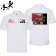 เสื้อยืดคอโปโลแขนสั้นสไตล์เรซซิ่ง JDM Mitsubishi Evolution สำหรับผู้ชาย ทรงหลวม สไตล์ลำลอง ฤดูร้อน 2